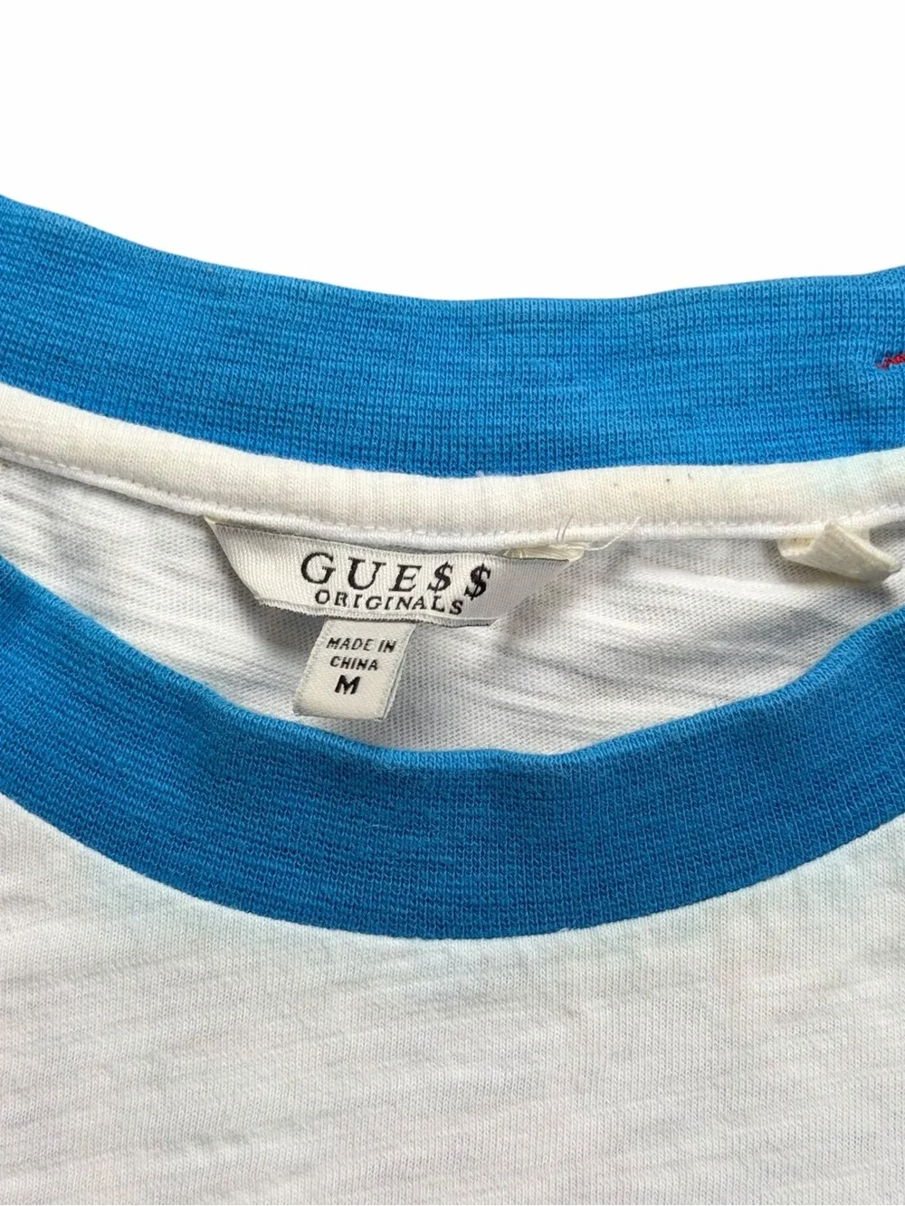 RARE Guess x A$AP Rocky Ringer T-Shirt White Rainbow Logo Adult Size Medium M OG - Picture 3 of 3